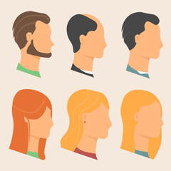 human face, people heads flat, avatars, profiles