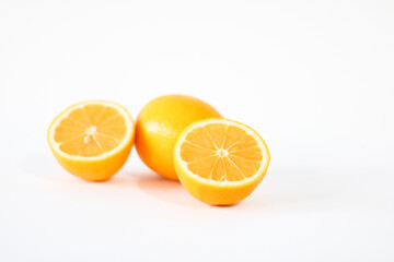 Lemon on a white background.  Close-up photo