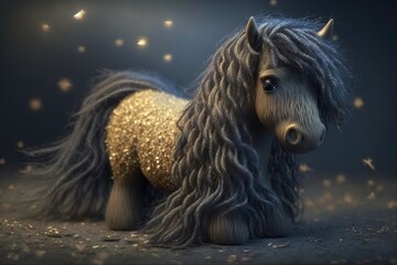 Fototapeta na wymiar Toy horse, pony, unicorn made of textile. Created with generative artificial intelligence.