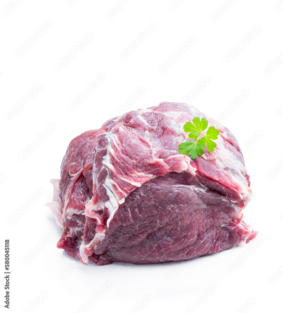 Poster raw pork meat isolated on white background