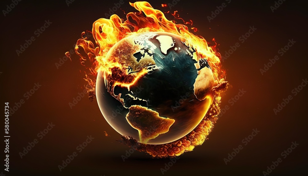 Poster a fire on the planet.generative ai