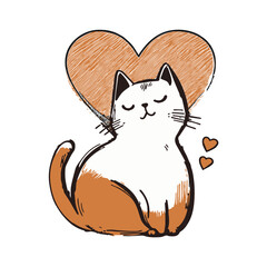 Vector isolated kitten with heart on a white background