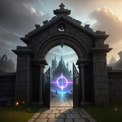 A gate leading to a mysterious and foreboding land. Great for dark fantasy, high fantasy, adventure, RPG.