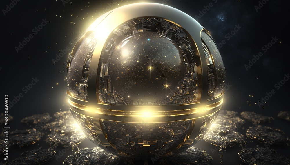 Poster A high-tech futuristic sphere.Generative AI