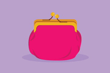 Cartoon flat style drawing of women wallet icon template label logotype sticker symbol. Coin Purse. Coin wallet. Wallet for change. Cash wallet. Lady things element. Graphic design vector illustration