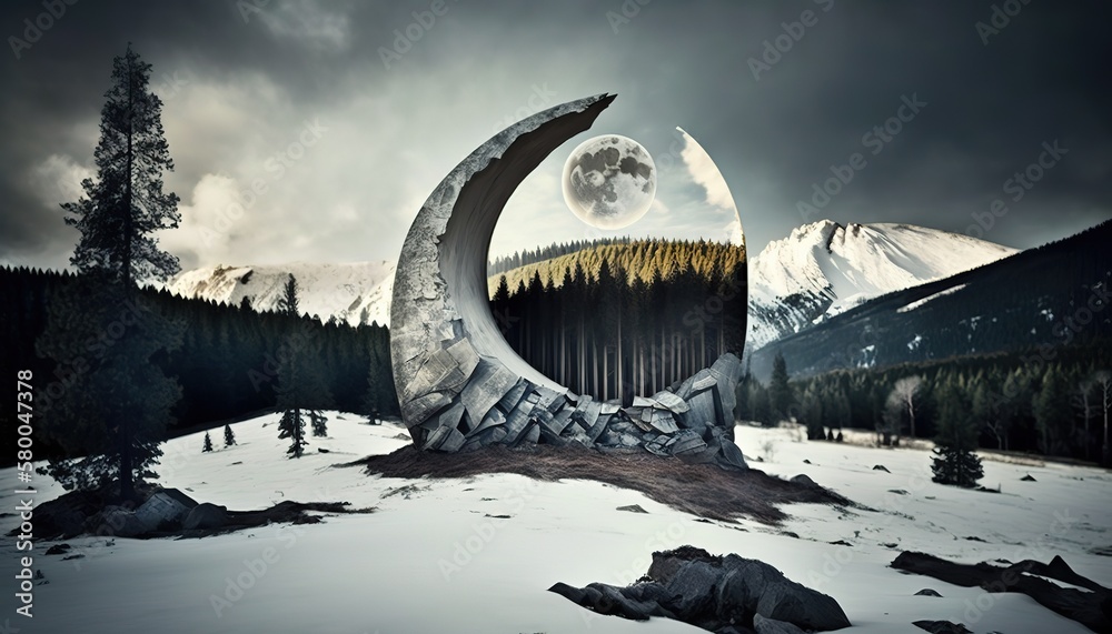 Poster view of the moon.generative ai
