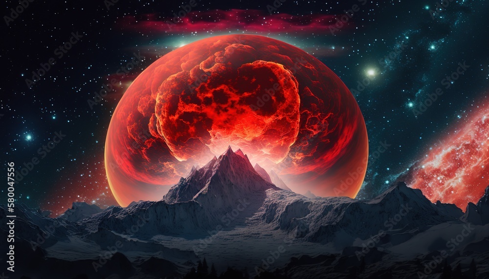 Poster the red moon.generative ai