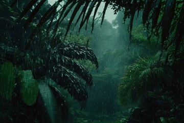 Naklejka premium A dense tropical rainforest.