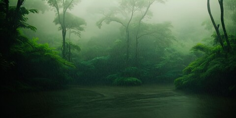 Obraz premium A dense tropical rainforest.