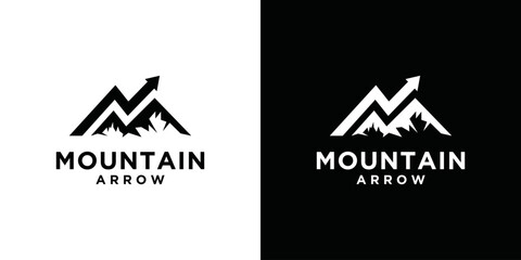 mountain logo design financial icon vector illustration creative mountain and arrow combination