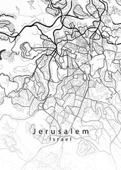 Fototapeta na wymiar Jerusalem Israel City Map