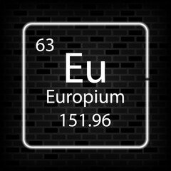 Europium neon symbol. Chemical element of the periodic table. Vector illustration.