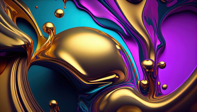 Background mixed liquid paint red, yellow, purple blue, golden colors. Luxury marble texture. Marble wallpaper oil slick watercolor. liquid oil background. generative ai