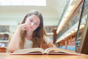 シドニーの図書館で本を読むオーストラリア人少女