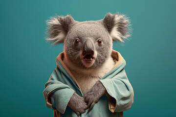 Studio portrait of a very angry furious koala created with Generative AI technology