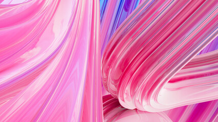 Abstract fluid iridescent holographic neon curved wave in motion colorful background, Gradient design. 3D Render