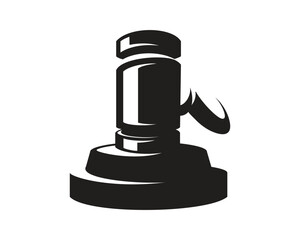 Justice Gavel Illustration as Symbolization of Justice, Verdict and Order. Visualized with Silhouette Style