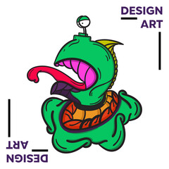 Green Alien Concept Vector Illustration Abstract Design