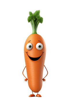 Cute Cartoon Carrot Character on a Transparent Background (Generative AI)
