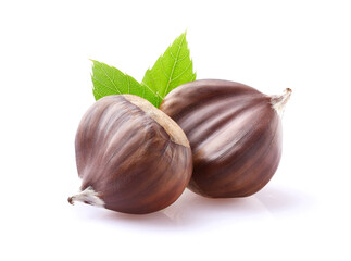Chestnuts on white background