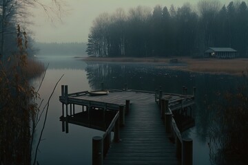 A foggy spooky lake. Great for horror and crime backgrounds. 
