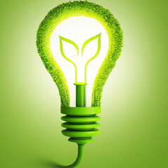 Tło odnawialnych źródeł energii,  zielona żarówka.