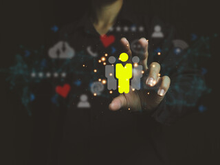 selection of the head of personnel with golden color teamwork management for the return of business profits