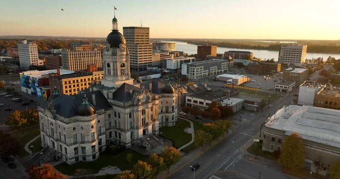 Aerial View Midwestern City Evansville Indiana 4K UHD