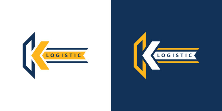 Logistic Logo, Letter K and Arrow Icon. K Logistics Logo. Flat style logo design template. Vector illustration