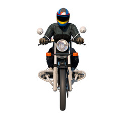 City urban motorcycle with driver 1- Front view png