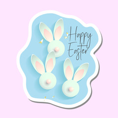 Easter hunters sticker. Bunnies Easter sticker.Palm Sunday.