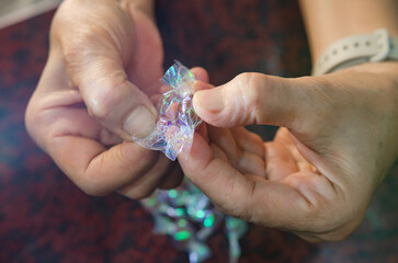 Cola-flavored hand-made candies wrapped in cellophane.