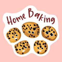 Sticker homemade baking. homemade cookies sticker. Bakery logo. Vector illustration of bakery and confectionery