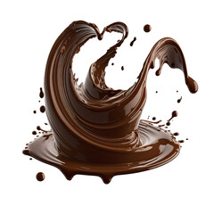 Chocolates dropping into liquid cacao chocolate. Generative AI	
