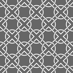 Naklejka premium Vector seamless texture. Modern geometric background. Lattice with squares and circles.