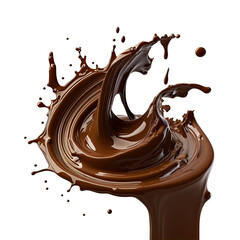 Chocolates dropping into liquid cacao chocolate. Generative AI	
