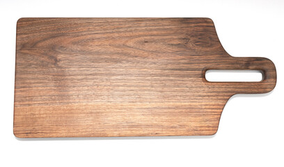 wooden cutting board on isolated white background