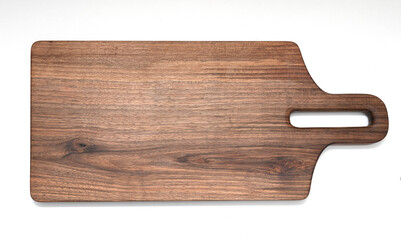 wooden cutting board on isolated white background