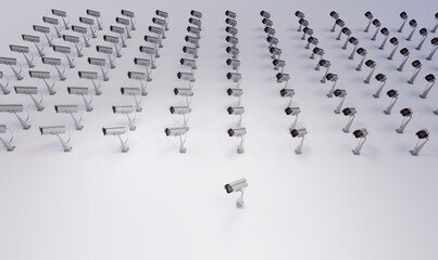 3d illustration.CCTV security cameras on the wall. Safety, surveillance and protection concept.