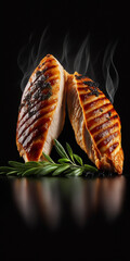 Beautiful chicken meat on a dark background, perfect for food and cooking related projects