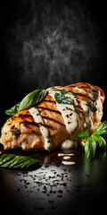 Beautiful chicken meat on a dark background, perfect for food and cooking related projects