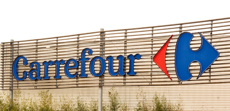 Carrefour supermarket chain sign - 9 March 2023