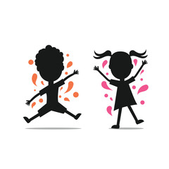 Vector Illustration Boy and Girl silhouette. cute kids vector