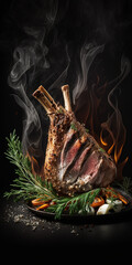 Tender and juicy lamb meat cooked to perfection, served on a neutral background. Ideal for food, cooking, and restaurant-related projects
