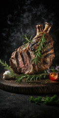 Tender and juicy lamb meat cooked to perfection, served on a neutral background. Ideal for food, cooking, and restaurant-related projects