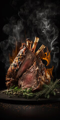 Tender and juicy lamb meat cooked to perfection, served on a neutral background. Ideal for food, cooking, and restaurant-related projects