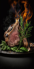 Tender and juicy lamb meat cooked to perfection, served on a neutral background. Ideal for food, cooking, and restaurant-related projects