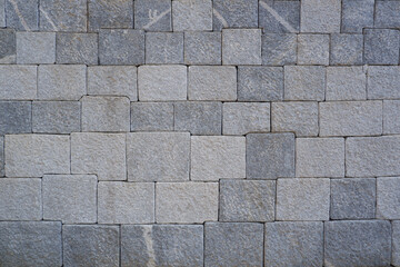 gray brick wall, natural stone wall for background, banner and design materials.