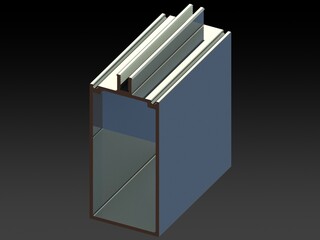 Aluminum Extruded Mullions MOD AL-03cw 3D Rendering