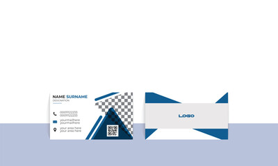 New and latest business card, visiting card with image. White and blue coloure. design by illustrator. Vector double sided vertical visiting card. With modern elements. Simple design business card. 
